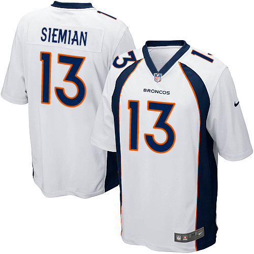 Men's Game Trevor Siemian Nike Jersey White Road - #13 NFL Denver Broncos